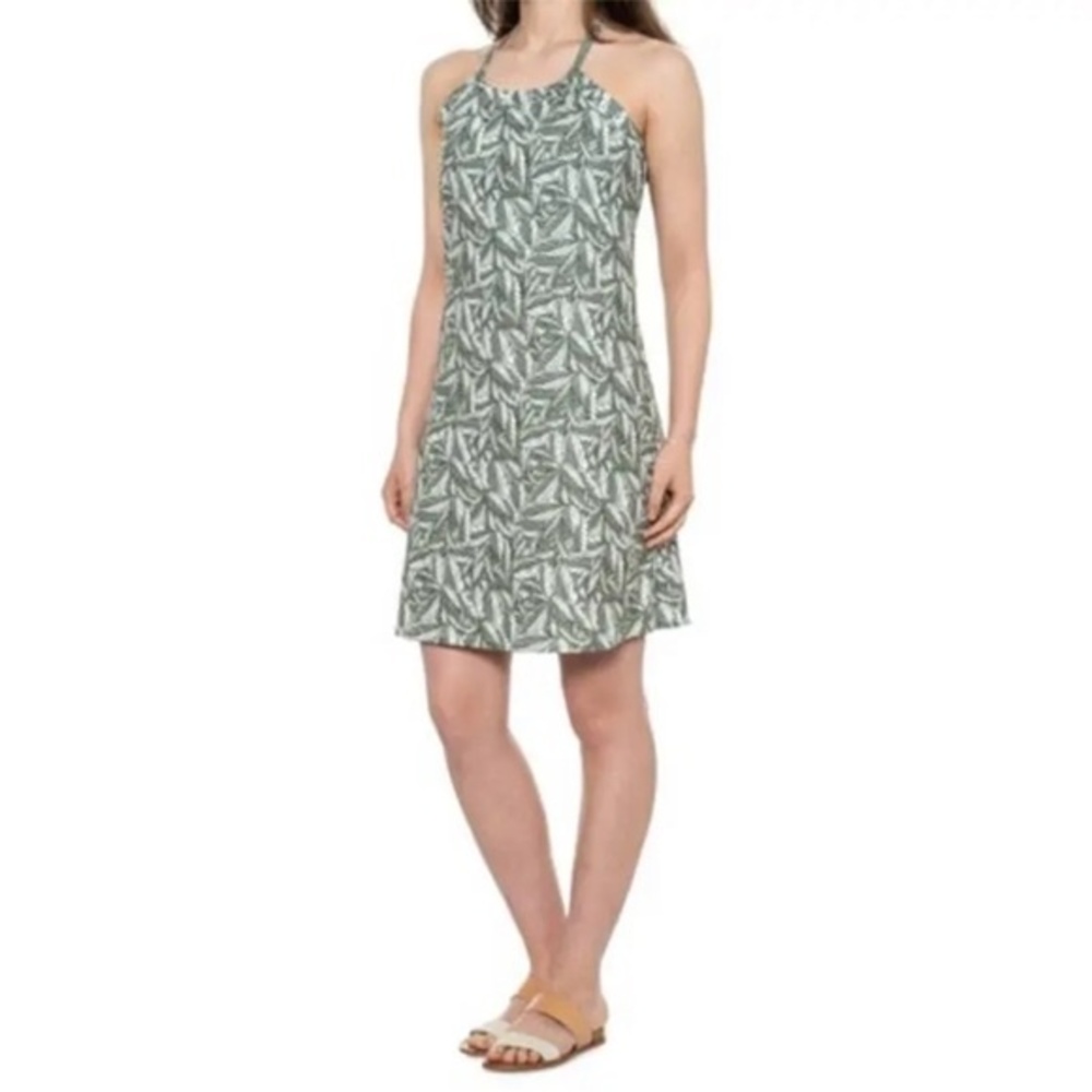 Eddie Bauer Golf Tennis Dress Green White Palm Leaf Print Athleisure Size Small
